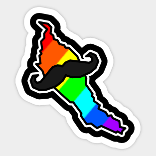 Denman Island Wearing a Bright Rainbow and a Stylish Moustache - Denman Island Sticker